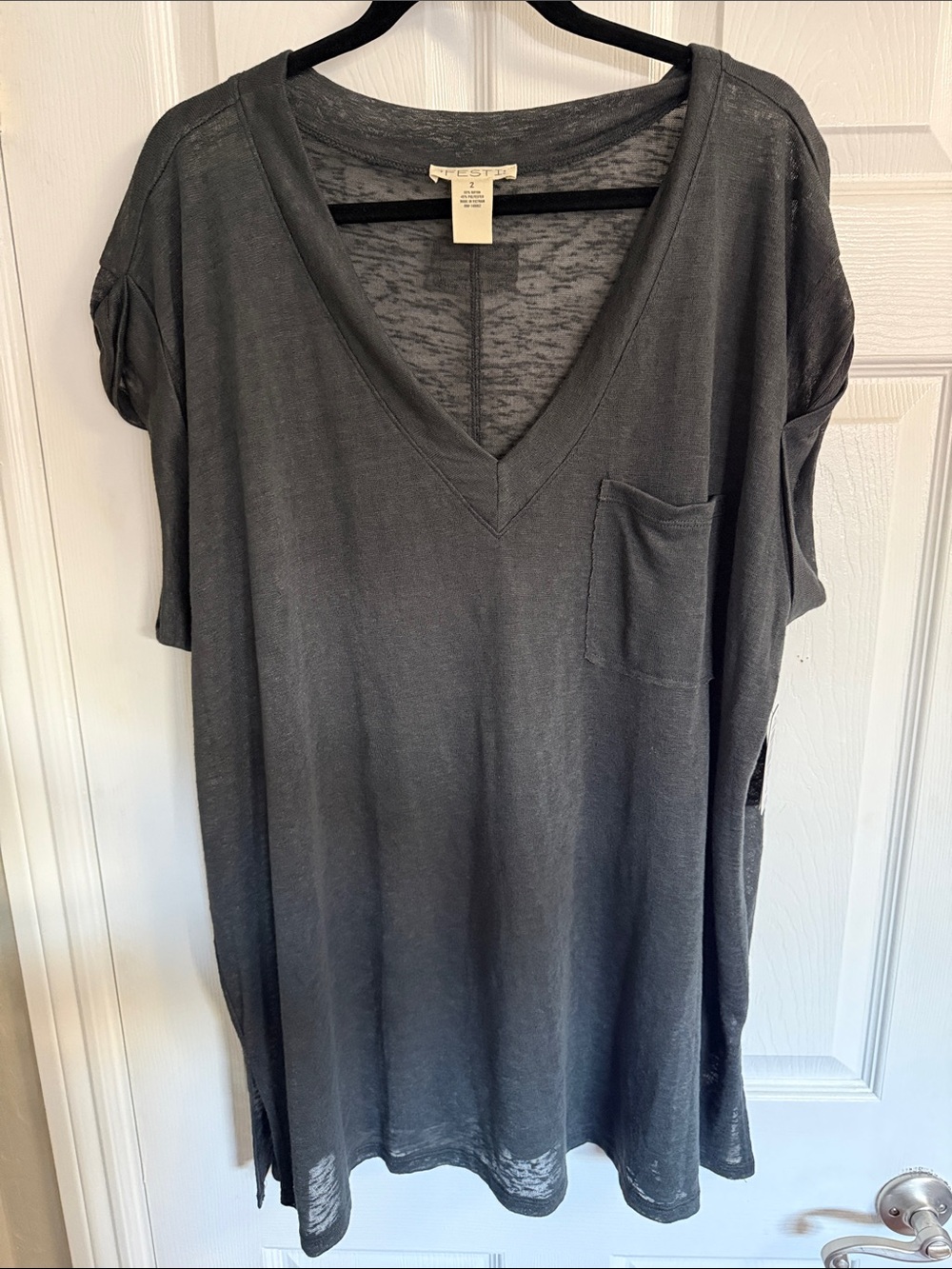 Torrid size 2  18/20 Washed V-Neck Short Sleeve Tee in Slate Gray NWT